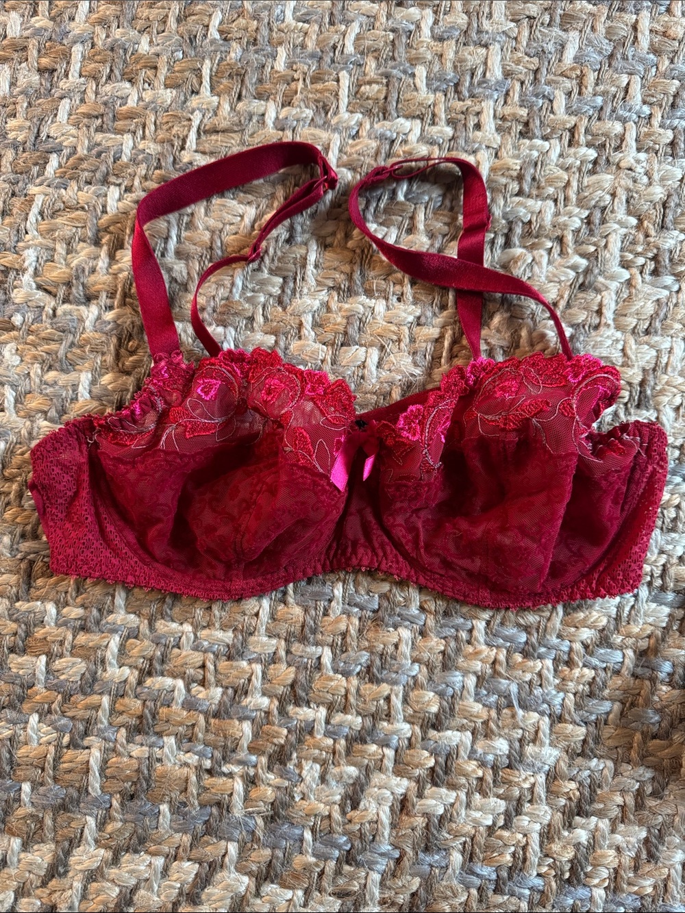 Aubade Red Lace Underwire Bra - Women's Intimates